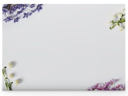 Schreibtischunterlage aus Papier DIN A2 | Abreißblock | Design "Frühlingsblumen" | 25 Blatt | Notiz Unterlage | mit extra Kalenderblatt (mit transp. Schutzleiste) von dirxbuschinger