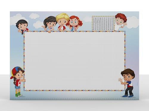 Schreibtischunterlage aus Papier DIN A2 | Abreißblock | Design "Kinder" | 25 Blatt Schreibtischunterlage A2 | Notiz Unterlage | mit extra Stundenplan-Blatt von dirxbuschinger