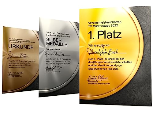 Urkundenpapier MEDAILLE Set Gold Silber und Bronze 3x10 Blatt von dirxbuschinger