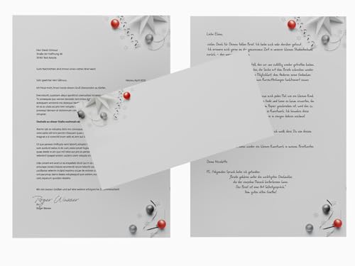 Weihnachtsbriefpapier | Edle Weihnachtskugeln | Briefpapier | Kuverts | Weihnachtspapier | edel | modern (20 Blatt) von dirxbuschinger