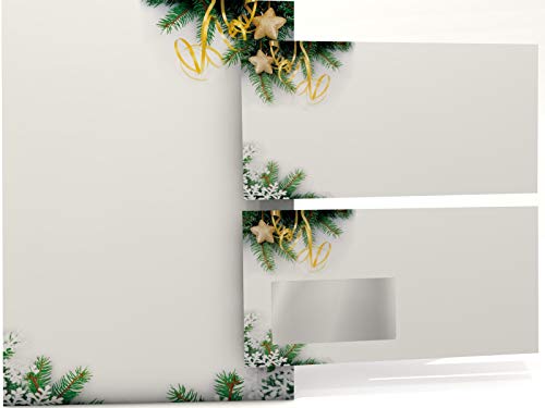 Weihnachtsbriefpapier Set | Tannenzweige | 20 Blatt Motivpapier A4 | 20 Briefumschläge OHNE FENSTER im DIN LANG-Format | Briefpapier Set von dirxbuschinger