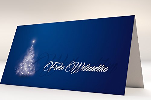 Weihnachtskarten Verträumter Lichterbaum Blau | Klappkarten mit bedruckbarem Einleger | passende Kuverts | für Ink Laser Copy Hand (50 Karten) von dirxbuschinger