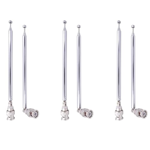 dissot (6 Packungen) BNC Funk Antenne mit BNC Stecker Klinken Stecker Adapter Teleskop Edelstahl HF VHF UHF BNC Antenne von dissot