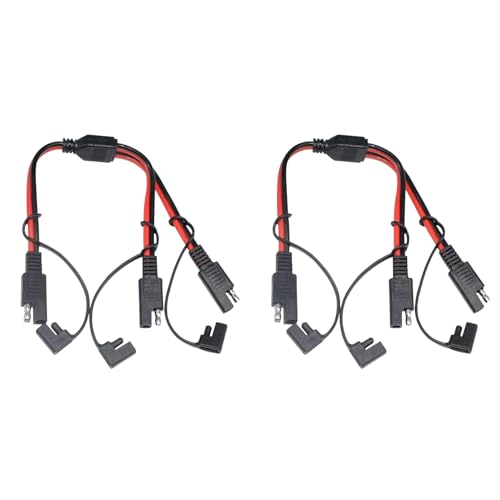 dissot 2X SAE Splitteradapter 14 AWG SAE Gleichstrom Automobil Anschluss Kabel Y Splitter 1 auf 2 SAE VerläNgerungs Kabel mit Abdeckung von dissot