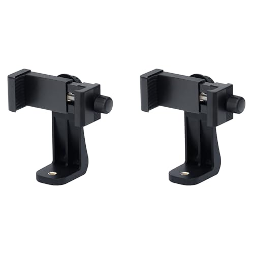 dissot 2X Telefon Halter/Vertikaler und Horizontaler Stativ Adapter Drehbare Halterung mit 1/4 Schrauben Loch/Verstellbarem Clip von dissot