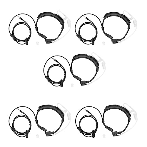 dissot 5 Stücke 3,5 mm Stecker Tactical-Throat Mikrofon Kopfhoerer Covert Einstellbare Covert Air Tube Headset mit Throat Mic Fuer Smartphones von dissot