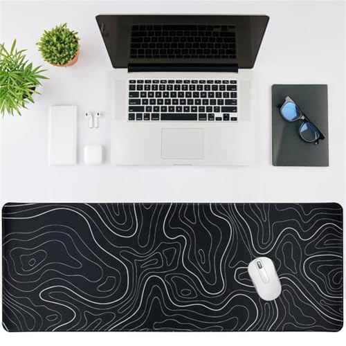 Gaming Mauspad, 1000x500x2mm Großes Mousepads, Genähte Kanten Mouse Pad, schreibtischunterlage mit Rutschfester Gummibasis für Tastatur, PC, Laptop (Linien Weiß) von ditlvy