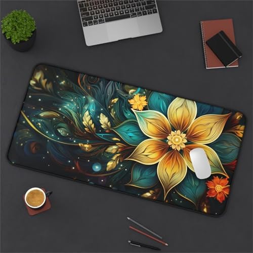 Gaming Mauspad, 1000x500x2mm Großes Mousepads, Genähte Kanten Mouse Pad, schreibtischunterlage mit Rutschfester Gummibasis für Tastatur, PC, Laptop (Lotus Gold) von ditlvy