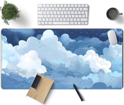 Gaming Mouse Pad, 1500x800x2mm XXL Mousepad, Large Non-Slip Desk Pad, Improved Precision and Speed, Mouse Mat Suitable for Office, Gamer, Home (Blue Cloud) von ditlvy