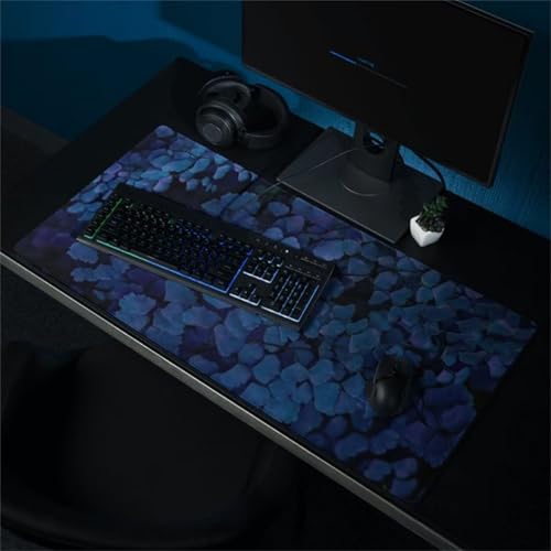 Gaming Mouse Pad, 1500x800x3mm XXL Mousepad, Large Non-Slip Desk Pad, Improved Precision and Speed, Mouse Mat Suitable for Office, Gamer, Home (Blue Flowers) von ditlvy