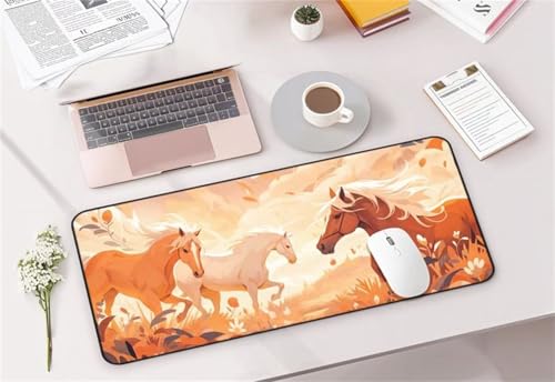 Gaming Mouse Pad, 600x400x2mm XXL Mousepad, Large Non-Slip Desk Pad, Improved Precision and Speed, Mouse Mat Suitable for Office, Gamer, Home (Grassland Horse) von ditlvy
