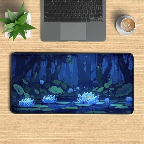 Gaming Mouse Pad, 800x300x2mm XXL Mousepad, Large Non-Slip Desk Pad, Improved Precision and Speed, Mouse Mat Suitable for Office, Gamer, Home (Blue Lotus) von ditlvy