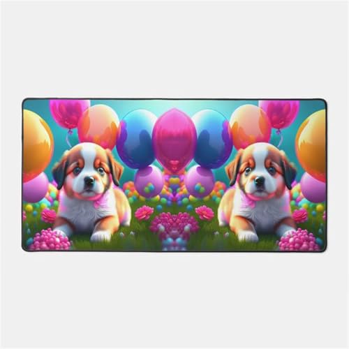Gaming Mouse Pad, 800x300x2mm XXL Mousepad, Large Non-Slip Desk Pad, Improved Precision and Speed, Mouse Mat Suitable for Office, Gamer, Home (Love Dog Balloons) von ditlvy
