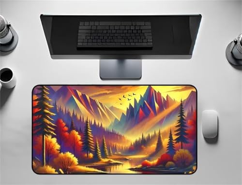Gaming Mouse Pad, 900x400x3mm XXL Mousepad, Large Non-Slip Desk Pad, Improved Precision and Speed, Mouse Mat Suitable for Office, Gamer, Home (Mountain Tree River) von ditlvy