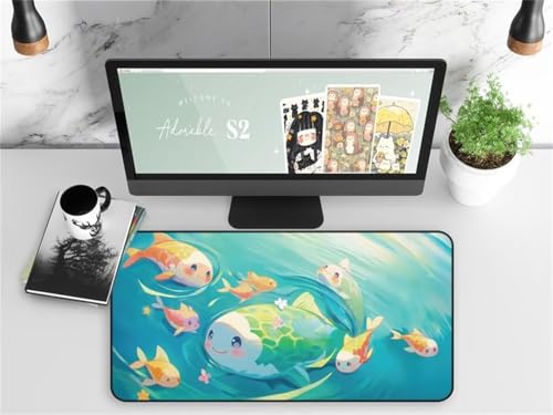 XXL Mauspad, 1200x600x3mm Gaming Mousepad, Großer Mouse Pad, Tischunterlage Large Size Verbessert Präzision und Geschwindigkeit für Büro und Zuhause (Koi-See) von ditlvy