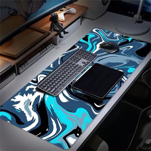 XXL Mauspad, 600x300x3mm Gaming Mousepad, Großer Mouse Pad, Tischunterlage Large Size Verbessert Präzision und Geschwindigkeit für Büro und Zuhause (Flüssiges Blau) von ditlvy