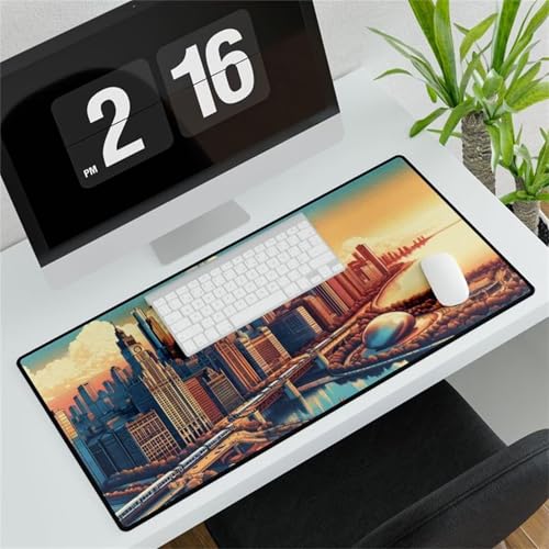 XXL Mauspad, 900x300x2mm Gaming Mousepad, Großer Mouse Pad, Tischunterlage Large Size Verbessert Präzision und Geschwindigkeit für Büro und Zuhause (Städtebau) von ditlvy