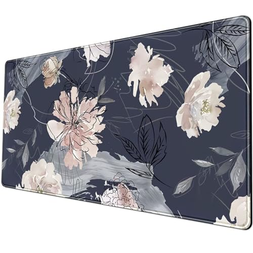 XXL Mauspad, 900x300x3mm Gaming Mousepad, Großer Mouse Pad, Tischunterlage Large Size Verbessert Präzision und Geschwindigkeit für Büro und Zuhause (Abstrakte Blumen) von ditlvy