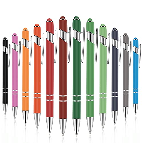12 Stück Kugelschreiber mit Stylusspitze, 1,0 mm schwarze Tinte Metall Stift Stylus Pen für Touchscreens, ideal für Geburtstag Abschlussfeier Büro und Zuhause von diyfixlcd
