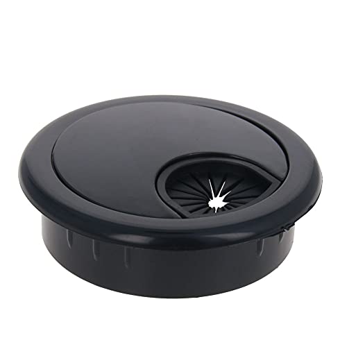 Kabeldurchführungen, 10 Stück schwarze Kabeldurchführungen aus ABS for den Schreibtisch, 53 mm (2,09 Zoll), Lochabdeckung aus Kunststoff, runde Form for Verwalten und Verstecken von Kabeln, Kabel-Orga von djgkENVQ