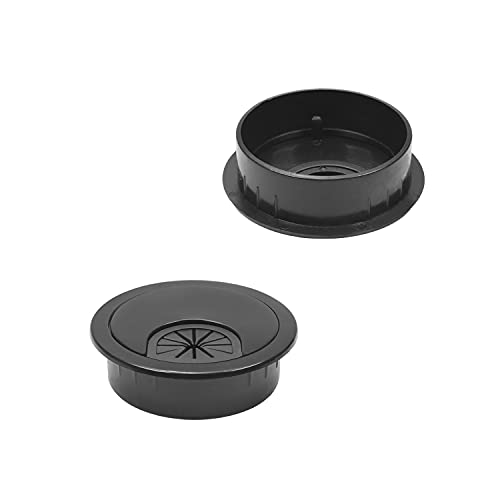 Kabeldurchführungen, 10 Stück schwarze Kabeldurchführungen aus ABS for den Schreibtisch, 60 mm (2,36 Zoll), Lochabdeckung aus Kunststoff, runde Form for Verwalten und Verstecken von Kabeln, Kabel-Orga von djgkENVQ