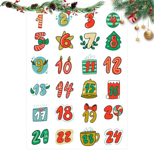dmqdu Weihnachts-Countdown-Aufkleber, Weihnachtsnummern-Etiketten | 1-24 Weihnachts-Zahlenaufkleber | Countdown-Festtagskarten-Siegeletiketten für den Urlaub dmqdu Weihnachts-Countdown-Aufkleber, Weihnachtsnummern-Etiketten | 1-24 Weihnachts-Zahlenaufkleber | Countdown-Festtagskarten-Siegeletiketten für den Urlaub von dmqdu