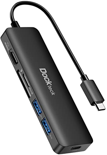 Dockteck USB C Hub, 6-in-1 Dock USB C Adapter mit 4K 60Hz HDMI 100W PD 2 USB-3.0 Datenports SD/microSD für MacBook Pro/Air M1/M2, iPad Pro/Mini 6, Surface Pro 8, Samsung und Mehr von dockteck