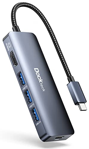 Dockteck USB-C Hub Adapter - 6 IN 1 mit HDMI 4K 60Hz, 3X USB 3.0 und 100W PD für MacBook Air/Pro M1/M2, iPad Pro/Air, Steam Deck, Surface Pro 8 von dockteck