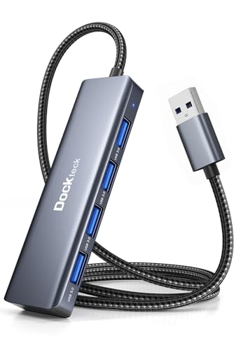 Dockteck USB Hub 3.0 Ultra Flacher Datenhub mit Nylon Geflochten Verlängerungskabel 60cm,Mehrfach USB 3.0 Verteiler für MacBook,Mac Pro,Surface Pro,XPS,Notebook PC,USB Flash Drives von dockteck