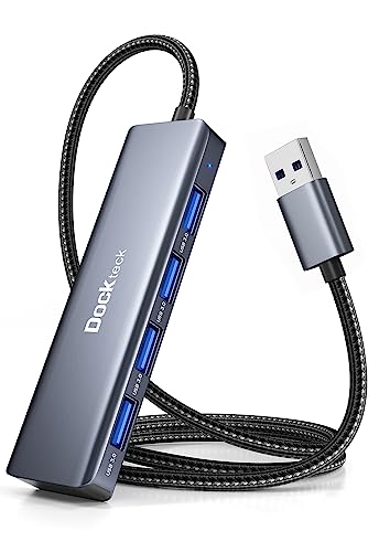 Dockteck USB Hub 3.0 Ultra Flacher Datenhub mit Nylon Geflochten Verlängerungskabel 60cm,Mehrfach USB 3.0 Verteiler für MacBook,Mac Pro,Surface Pro,XPS,Notebook PC,USB Flash Drives von dockteck