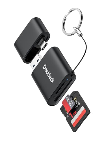 SD Kartenleser, Dockteck USB 3.0 Kartenleser auf Micro SD Kartenadapter, 5G SD Speicherkartenleser, USB A-C Adapter, Dual-Slot Kartenleser für UHS-I SD/Micro SD/SDHC/SDXC/MMC, Suppot OTG für Plug&Play von dockteck