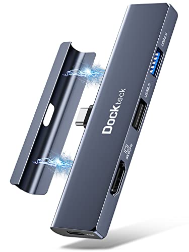 USB C Hub für iPad Pro,Dockteck 5-in-1 Multiport Adapter mit HDMI 4K 60Hz 100W PD, USB 3.0, Audio,USB C Dock Magnetischem Grif für iPad Pro 2022/2021 / 2020/2018 iPad Air iPad Mini 6 von dockteck