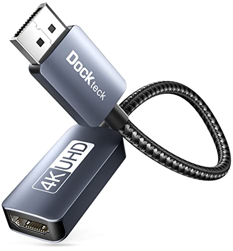 dockteck 4K 60Hz DisplayPort auf HDMI Adapter, Aktiver Adapter DP auf HDMI für HDTV, Projektor, Desktops, Laptop(GTX 960, ThinkPad T420, Dell 780, Lenovo T520i usw.) von dockteck