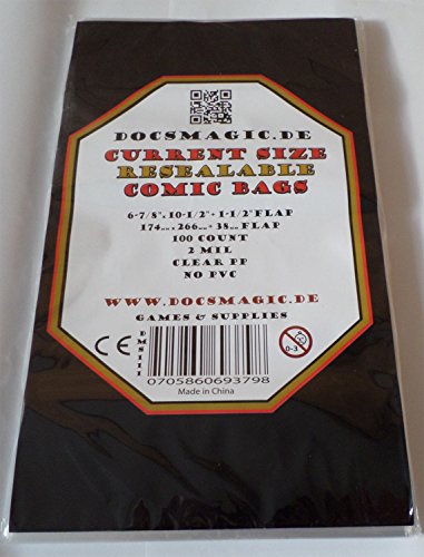 docsmagic.de 100 Resealable Current Size Comic Book Bags 6-7/8"x 10-1/2"+ 1-1/2"Flap- 2 Mil - Hüllen mit Lasche - Wiederverschließbar docsmagic.de 100 Resealable Current Size Comic Book Bags 6-7/8"x 10-1/2"+ 1-1/2"Flap- 2 Mil - Hüllen mit Lasche - Wiederverschließbar von docsmagic.de