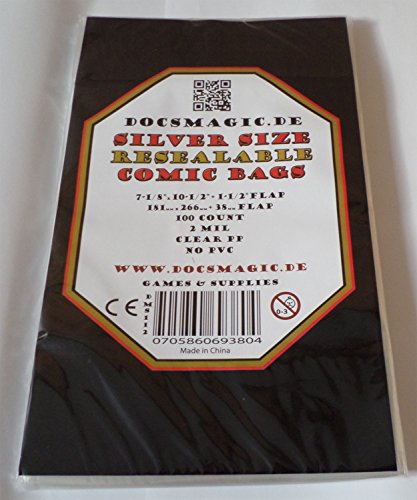 docsmagic.de 100 Resealable Silver Size Comic Book Bags 7-1/8"x 10-1/2"+ 1-1/2"Flap- 2 Mil - Hüllen mit Lasche - Wiederverschließbar docsmagic.de 100 Resealable Silver Size Comic Book Bags 7-1/8"x 10-1/2"+ 1-1/2"Flap- 2 Mil - Hüllen mit Lasche - Wiederverschließbar von docsmagic.de