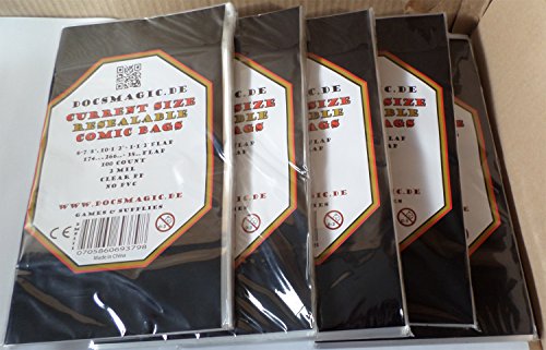 5x 100 Docsmagic.de Resealable Current Size Comic Book Bags 6-7/8"x 10-1/2"+ 1-1/2"Flap- 2 Mil - Hüllen mit Lasche - Wiederverschließbar 5x 100 Docsmagic.de Resealable Current Size Comic Book Bags 6-7/8"x 10-1/2"+ 1-1/2"Flap- 2 Mil - Hüllen mit Lasche - Wiederverschließbar von docsmagic.de
