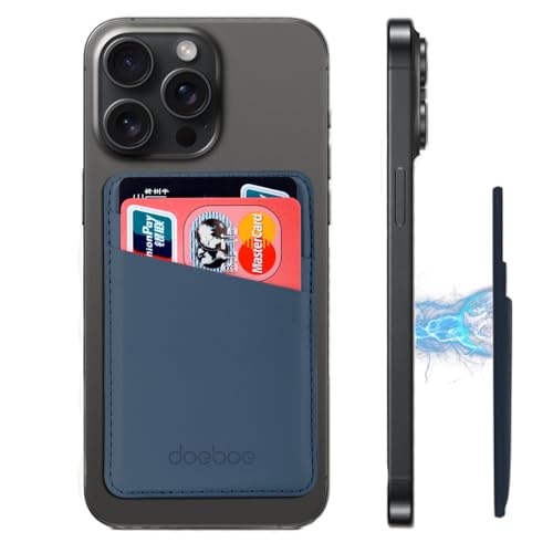 doeboe Compatible with Magsafe Wallet iPhone14 13 12 Pro Max, Leder Kartenhalter kompatibel mit iPhone14 13 12 Pro Max/14 13 12 Pro/14 13 12/13 12 Mini/14 Plus, Mag Safe Adhesive Zubehör(Blau) von doeboe