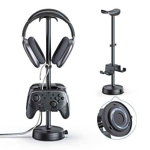 doenci Controller Halter und Kopfhörer Ständer mit Saugnapfbasis, Headset Ständer Controller Halterung für PS5 PS4 Nintendo Switch Xbox Gaming Controller, Headphone Stand für Gaming Headset Kabellos von doenci