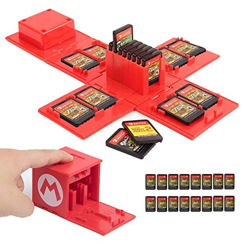 doepeBAE Etui kompatibel Für Nintendo Switch,Passend für bis zu 16Nintendo Switch Spiele Aufbewahrungssystem Spielkarten Organizer Reisebox Hartschalen Set mit16 Slots Inserts (Mario Red) von doepeBAE