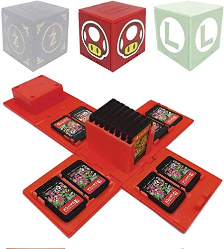 doepeBAE Spielkartenhalter für Nintendo Switch,Passend für bis zu 16Nintendo Switch Spiele Aufbewahrungssystem Spielkarten Organizer Reisebox Hartschalen Set mit16 Slots Inserts (Mario/Red) von doepeBAE