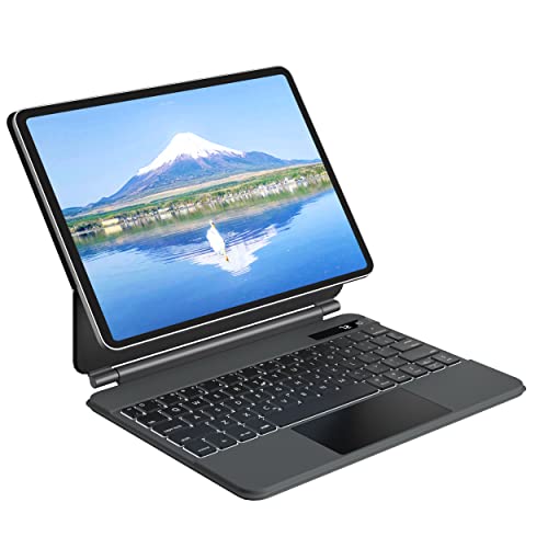 doqo Magnetische Tastatur-Hülle für iPad Air 5. Generation (2022)/iPad Air 4. Generation (2020), iPad Pro 11 2018/2020/2021, Touchpad, vertikaler Magnetmodus (Leder, Grau) von doqo