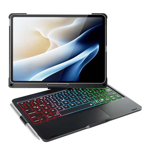 doqo Schutzhülle für iPad Air 11 und iPad Pro 11 mit Tastatur, um 360° drehbare Tastaturhülle für iPad Air 11 M3 2025/M2 2024, Air 5., 4., 10.9, iPad Pro 11 (4., 3., 2., 1. Gen) mit von doqo