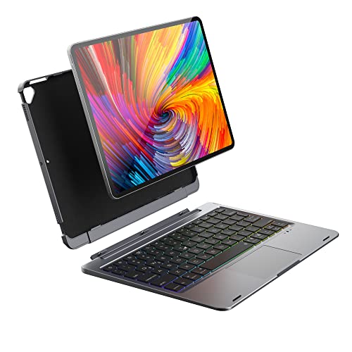 doqo iPad pro 10.5 Keyboard Case, iPad Air 3rd Gen Case mit Tastatur, abnehmbare 360° Schutzhülle mit 7 Farben Hintergrundbeleuchtung, Bluetooth Tastatur mit Touchpad für ipad air 3 und iPad Pro 10.5 von doqo