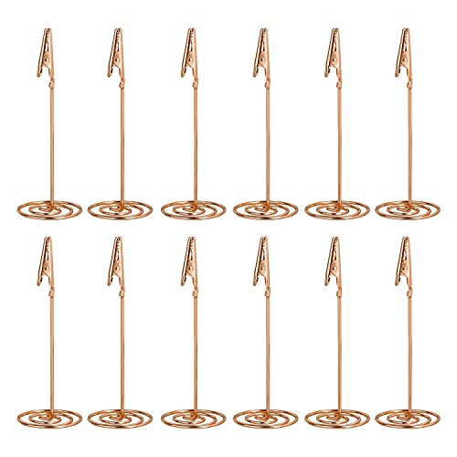 12 Stück Fotohalter Clip, vertikaler Notenhalter mit Krokodilverschluss Message Clip Holder für Foto Bilder Card Note Clip (Roségold) von dordol