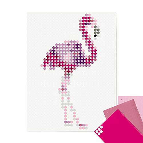 dot on Pixelart flamingo - DIY Poster 30x40 cm - Bastelset mit Klebepunkten - Stickerset Mosaik Pixelart - Aufkleber Basteln Selbermachen DIY von dot on