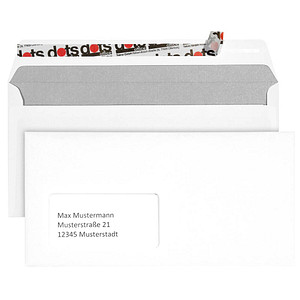dots Briefumschläge DIN lang mit Fenster weiß haftklebend 250 St. von dots