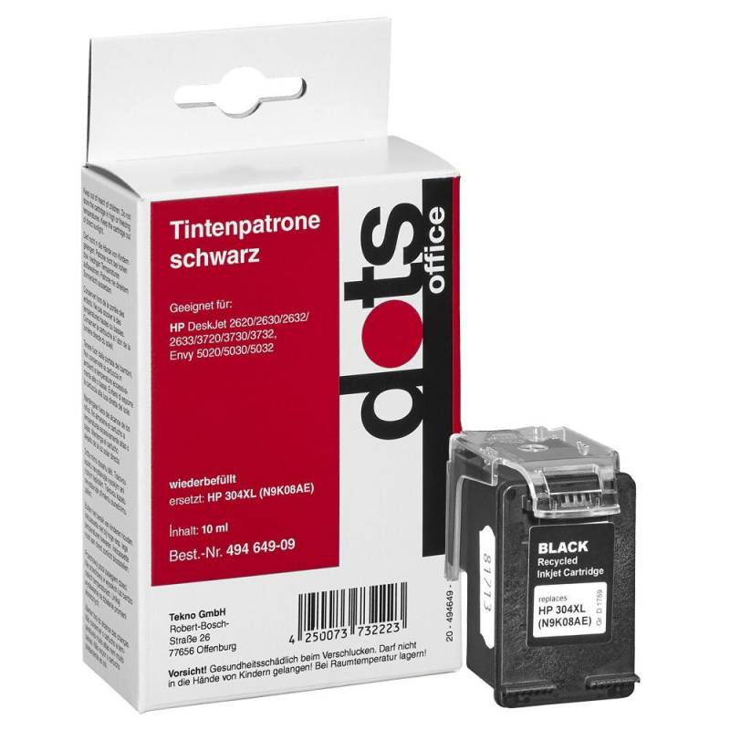 dots Druckerpatrone kompatibel zu HP 304XL (N9K08AE) schwarz pigmentiert von dots