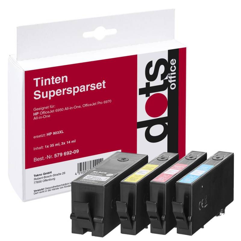 dots Druckerpatronen kompatibel zu HP 903XL (3HZ51AE), 4er-Set schwarz, cyan,... von dots