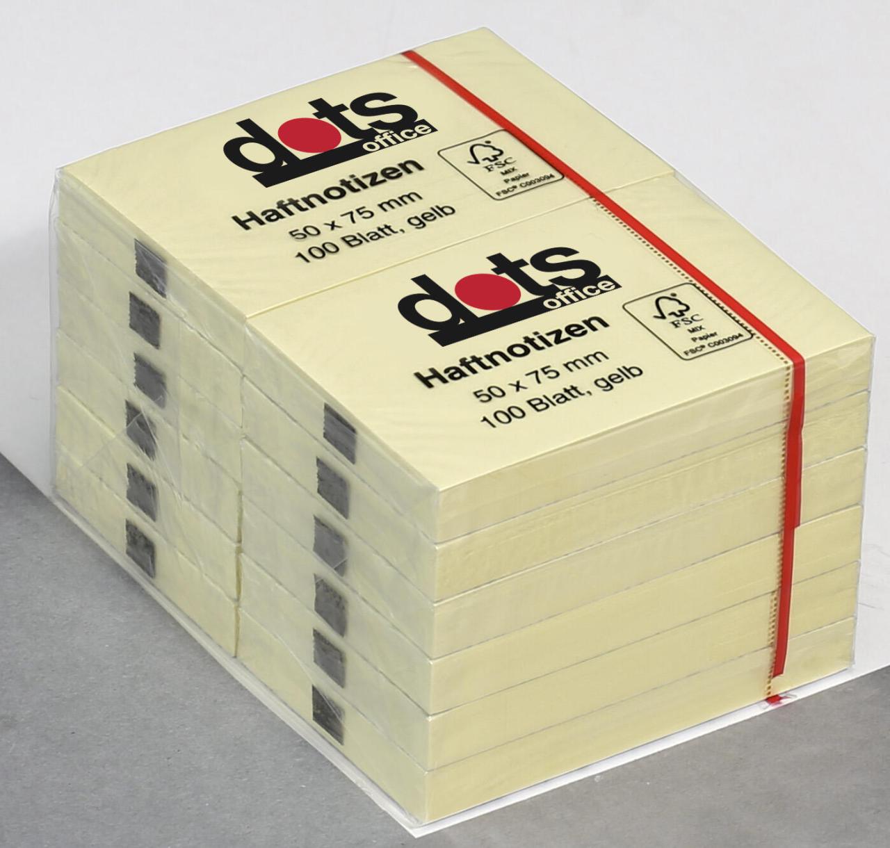 dots Haftnotizen dots Haftnotiz gelb 50x75mm 12 Gelb von dots