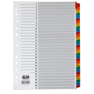 dots Ordnerregister Mylar Vollformat 1-31 farbig 31-teilig, 1 Satz von dots